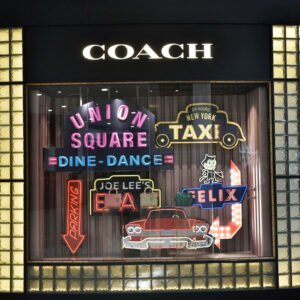 retail window display for Coach store