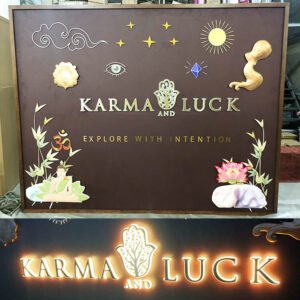 Karma & Luck Shop Window Display Backdrop