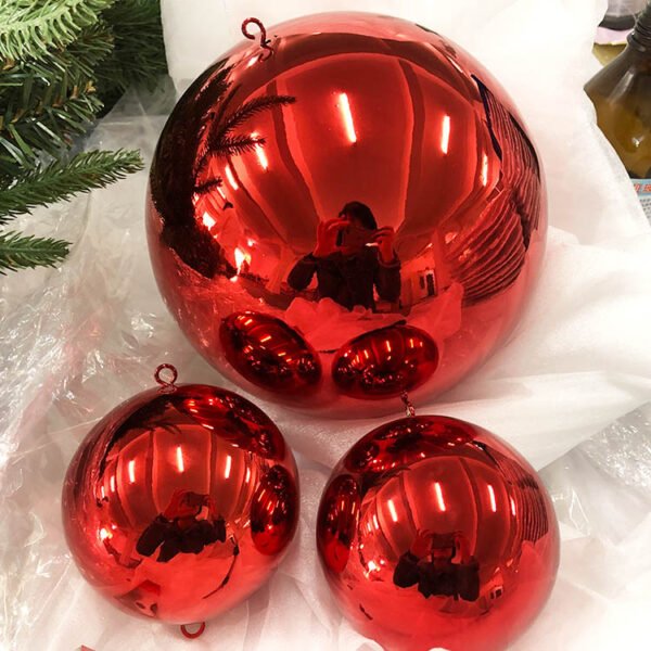 Christmas balls made of Stainless steel with plating red color mirror finish