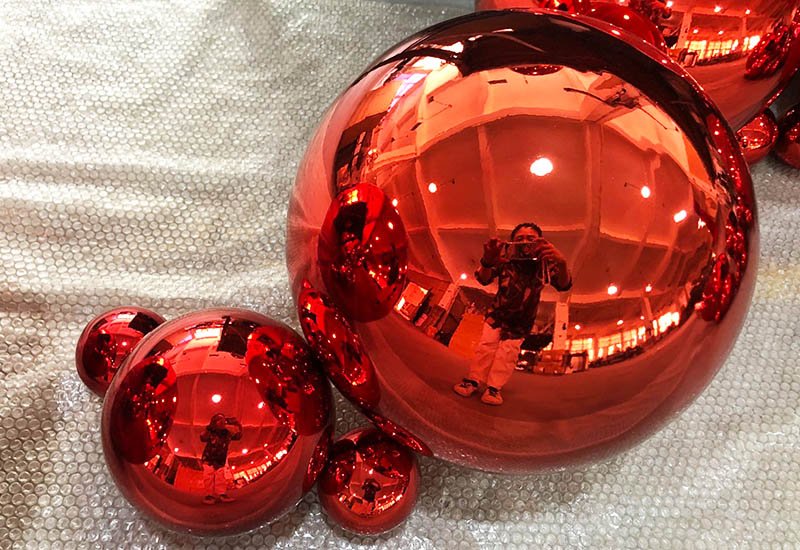 Red plating stainless steel balls for store christmas