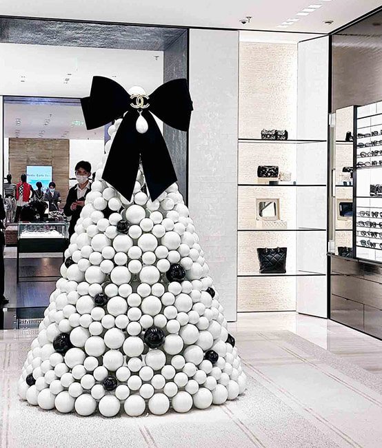 Chanel Store interior Christmas tree decoration