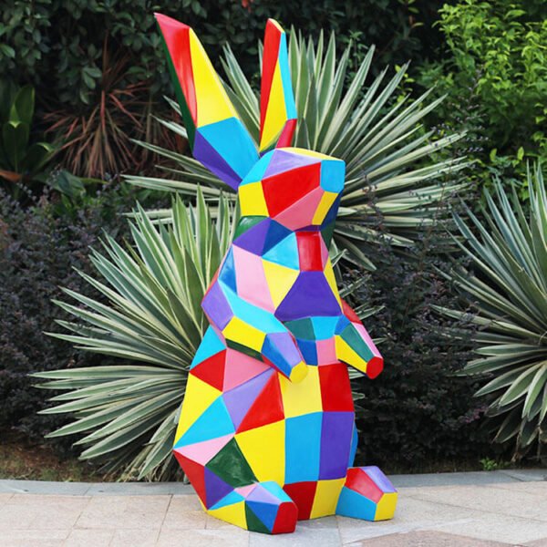 Fiberglass Rabbit design geometric animal statues