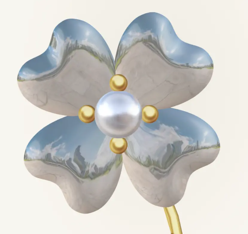 Custom luxury display props crafted with metallic finish and pearl details