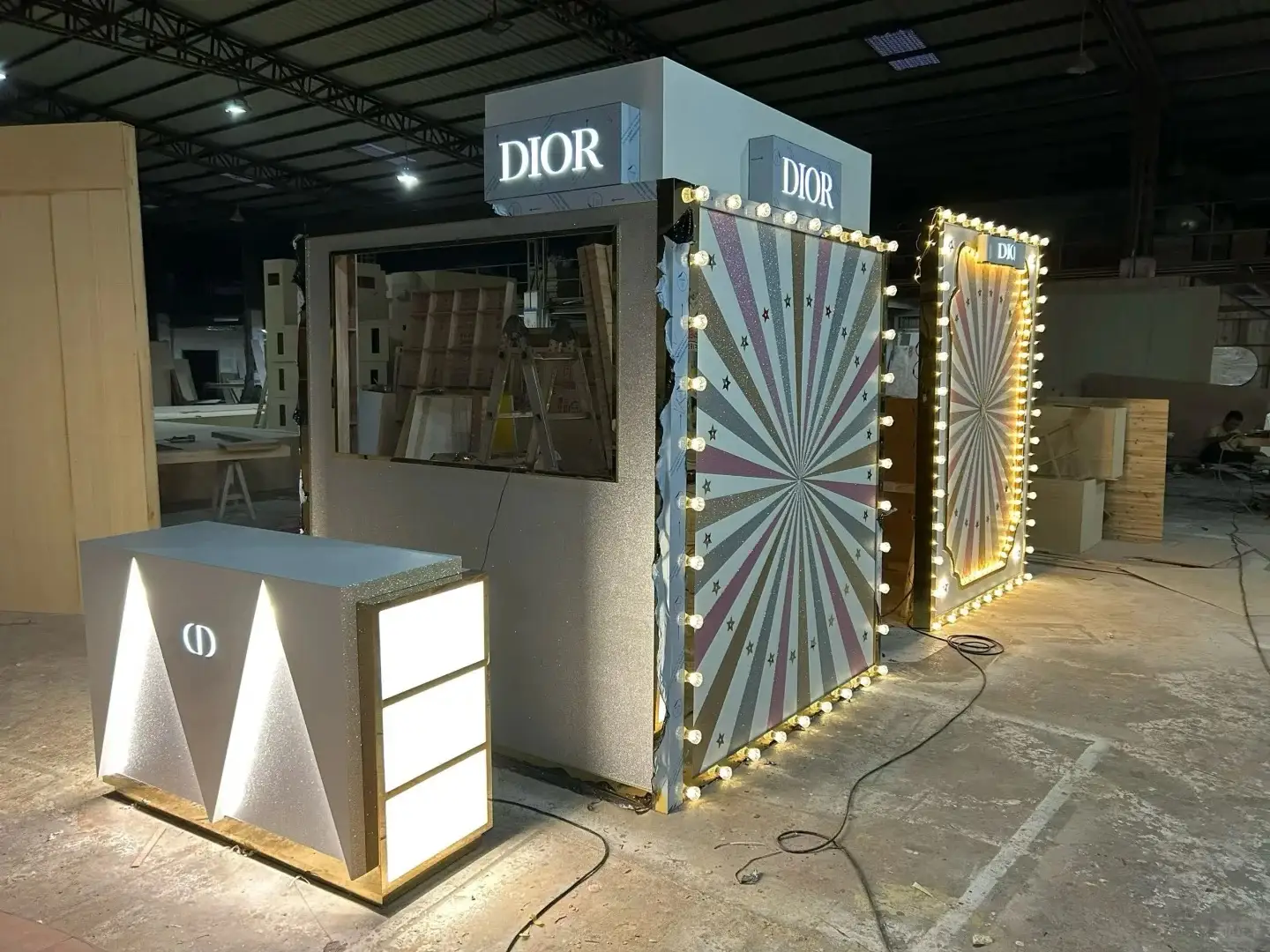 Large sculptural prop installed at a brand event set