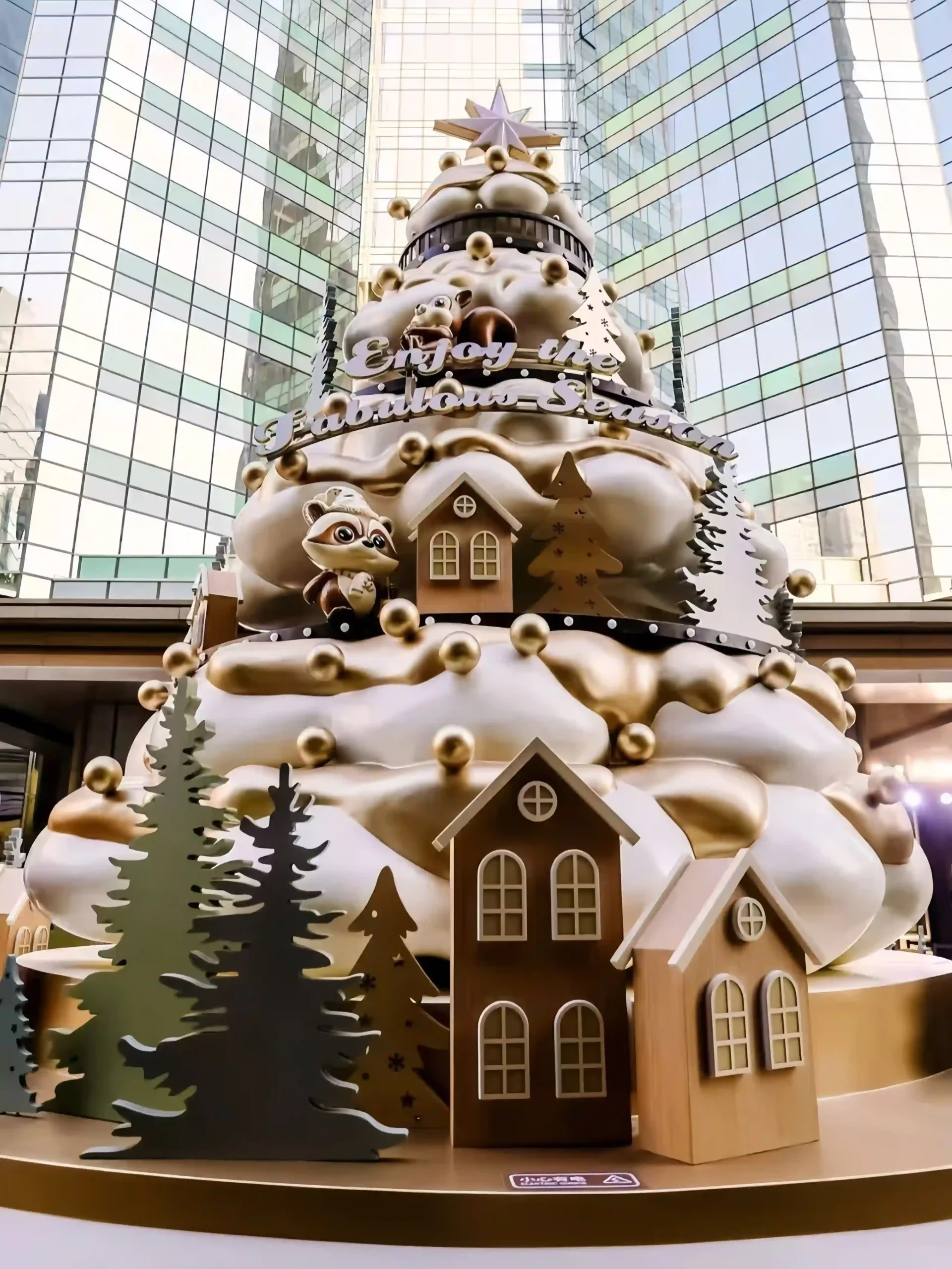 Creative holiday festive display for cosmetics retail campaign