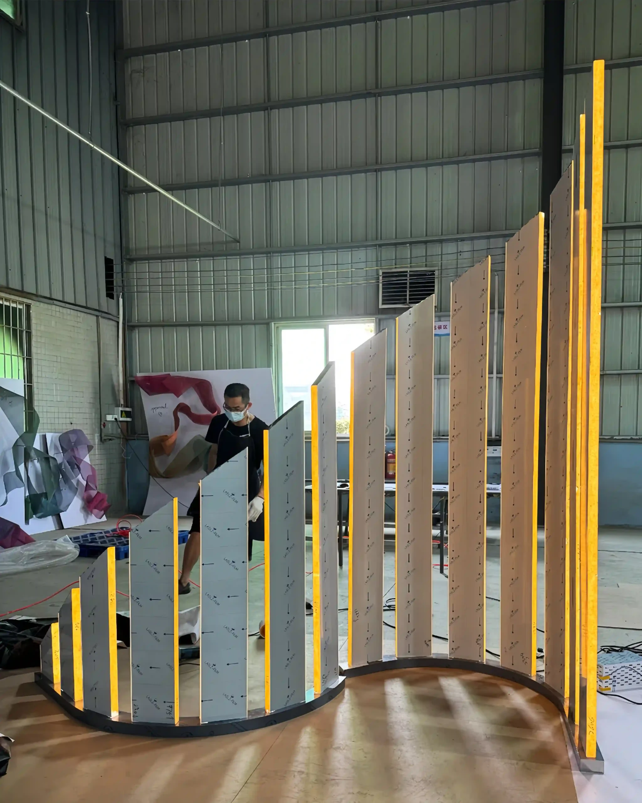 led edge lighting recessed in stainless steel display panel