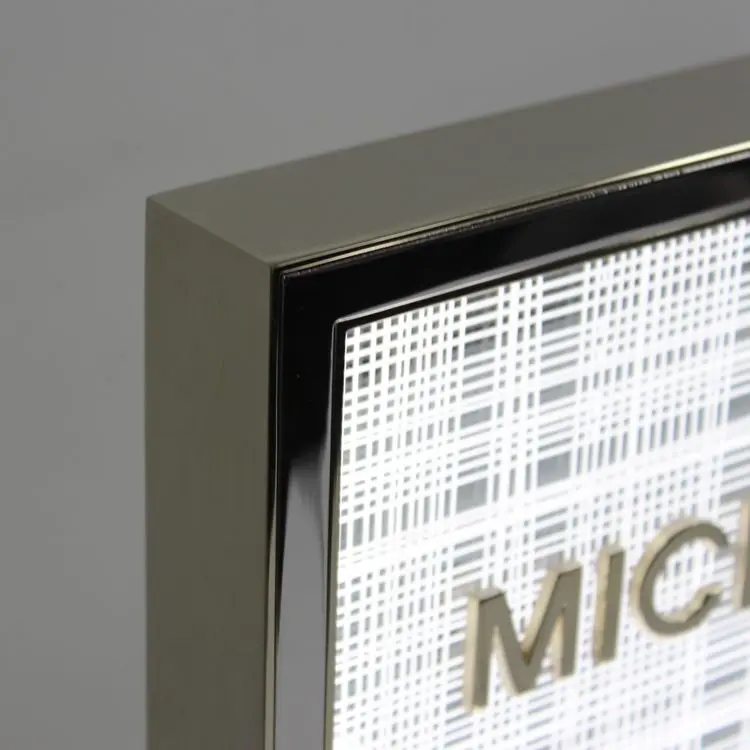 backlit panel counter display corner detail