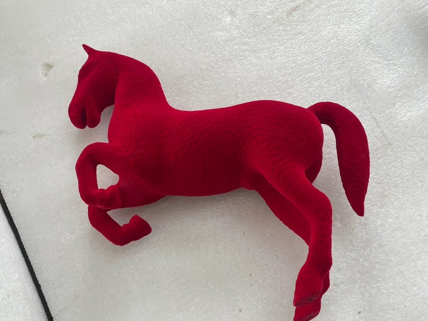 frp flocked horse display prop red