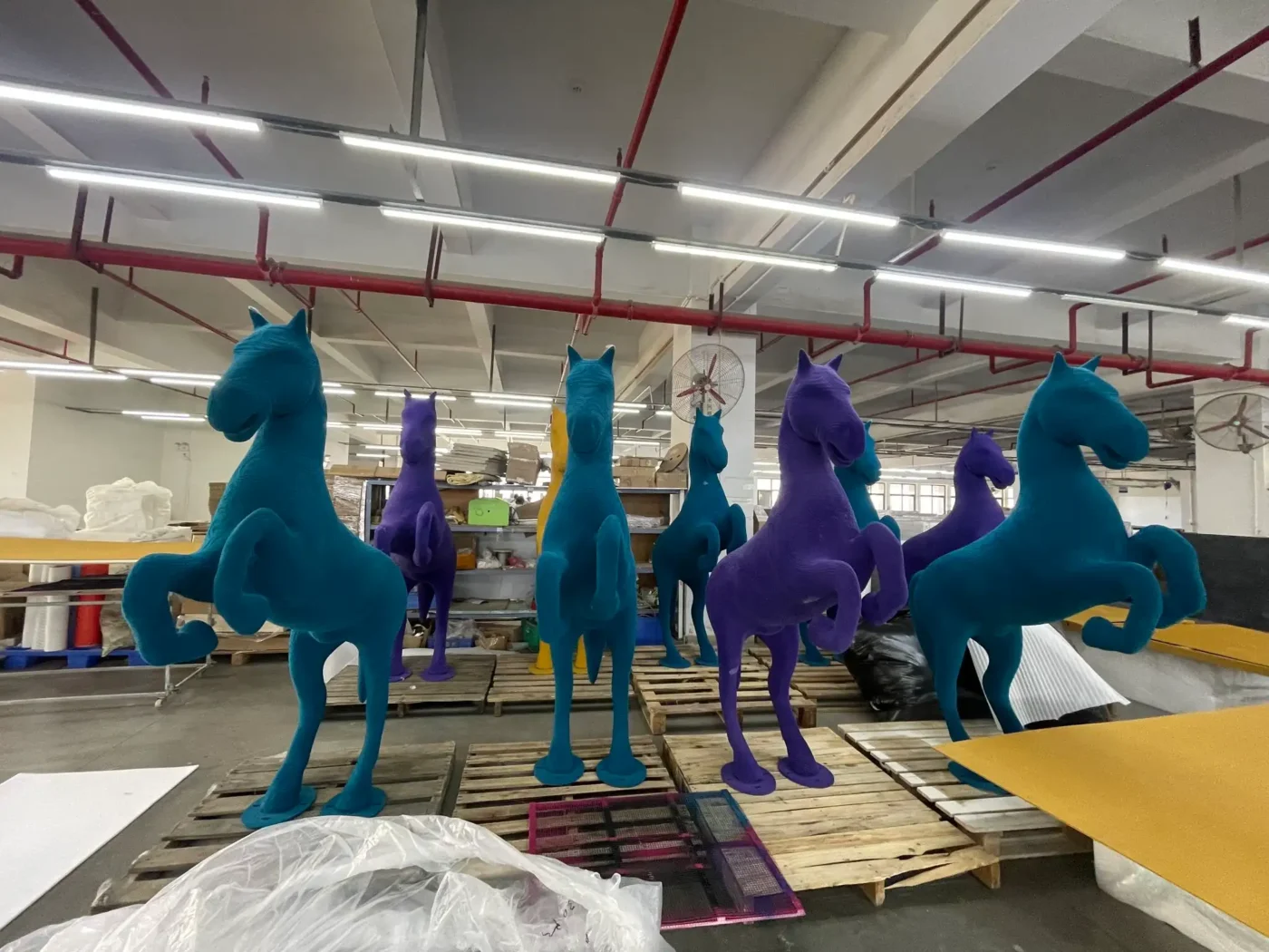 frp flocked horse props factory production