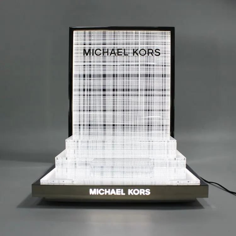 illuminated tiered counter display unit