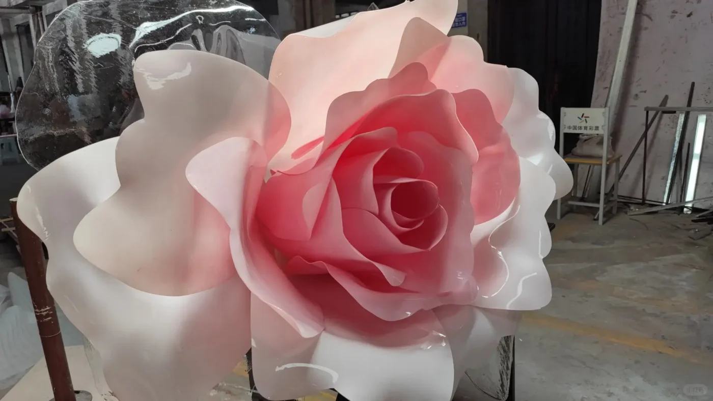 large pink acrylic flower display prop