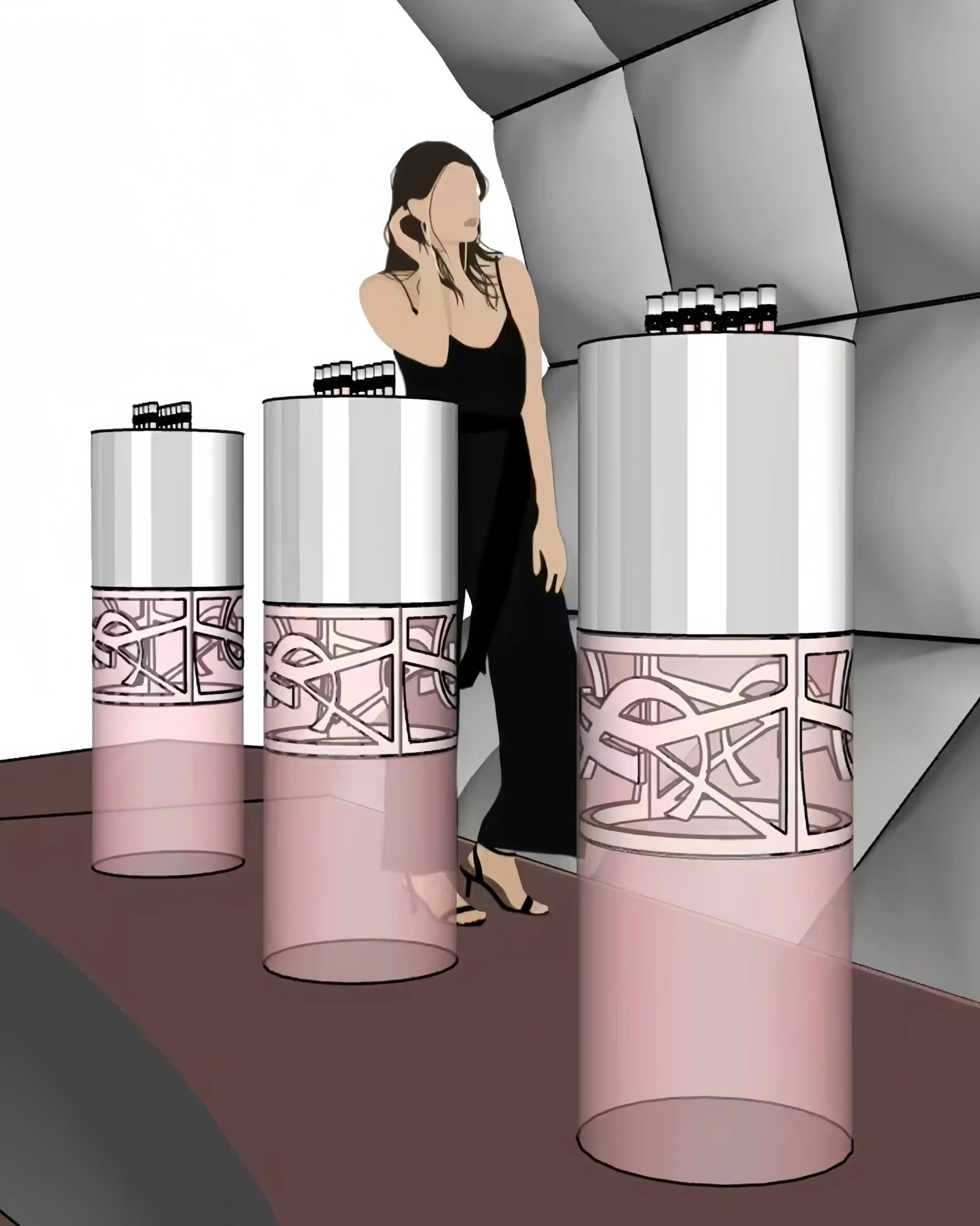 luxury retail brands custom lipstick display design