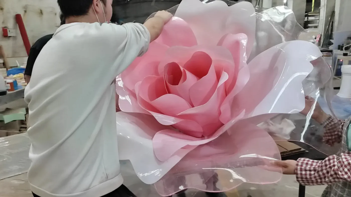 pink acrylic flower visual merchandising prop