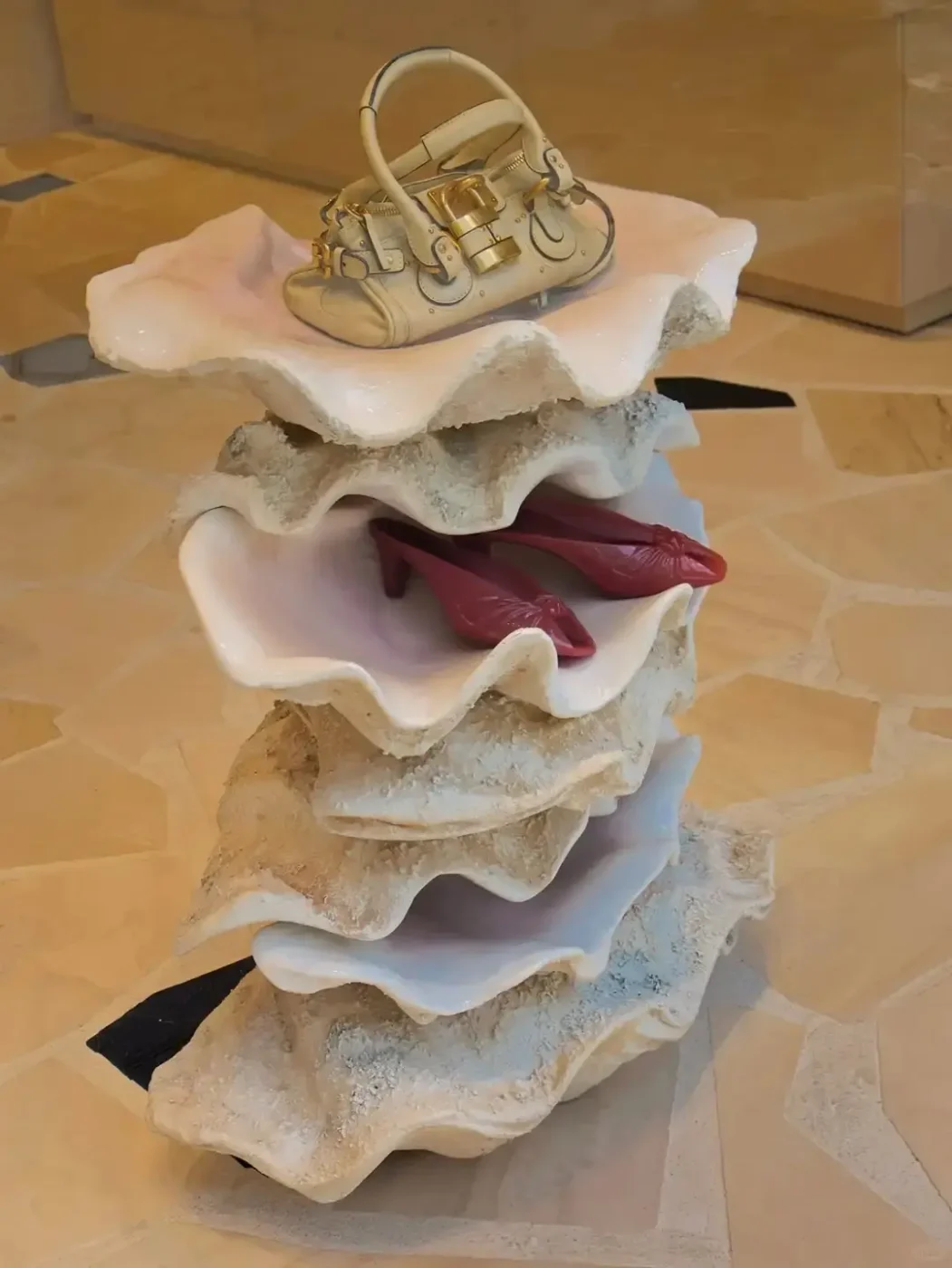 chloe layered ruffle plinth shoe riser detail